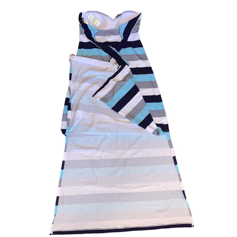 Tommy Bahama Bold Stripe Coverup Dress w/Tie Backs & Slits Size Medium/Tall - Picture 7 of 8